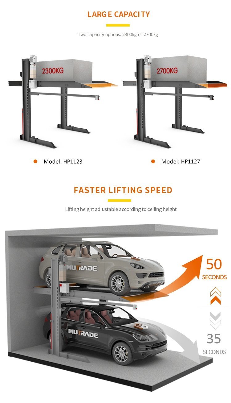 CE TUV Eac 2 Level Mechanical Parking 2 Post Car Parking Lift