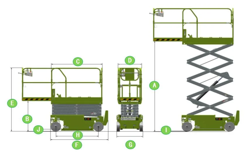 Professional Self Propelled Electric Motor Portable Hydraulic Scissor Lift Tables with Guardrail