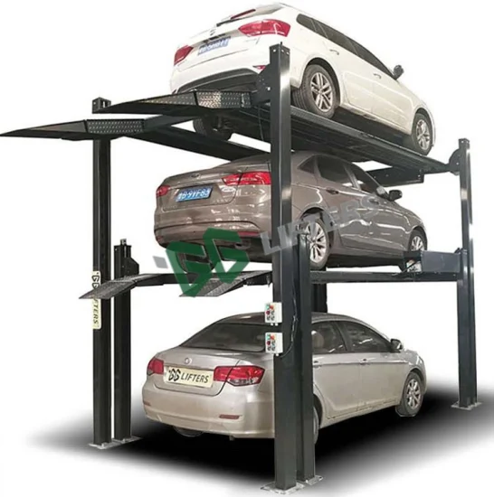 Real factory 4 post triple stacker car parking lift automatic hydraulic garage parking system vehicle car parking lift CE certification